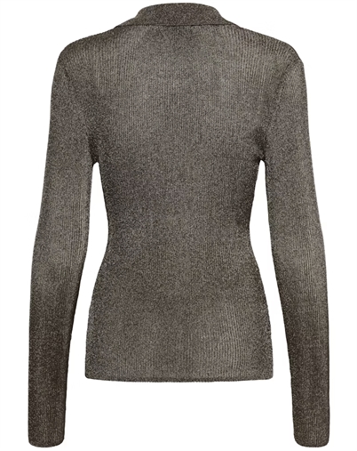 Gestuz - GZSilvi Polo Top - Warm Grey Metallic